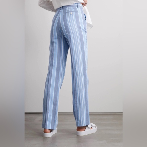 See By Chloe Striped Cotton And Linen-blend Straight-leg Pants (17) - Picture 1 of 9